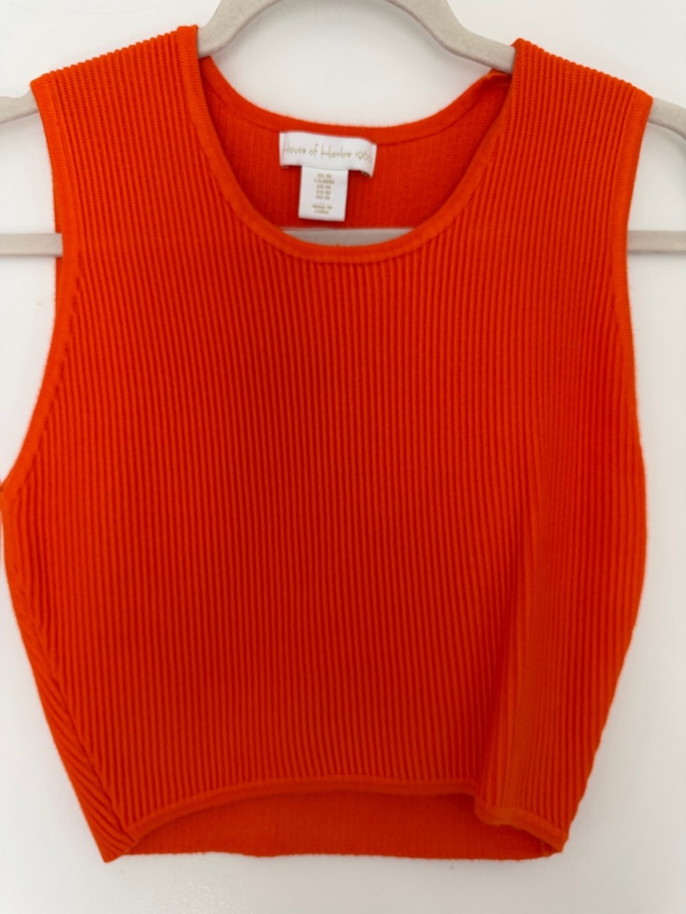 House of Harlow 1960 Vibrant Orange Ribbed Crop Tank NWOT women’s size M